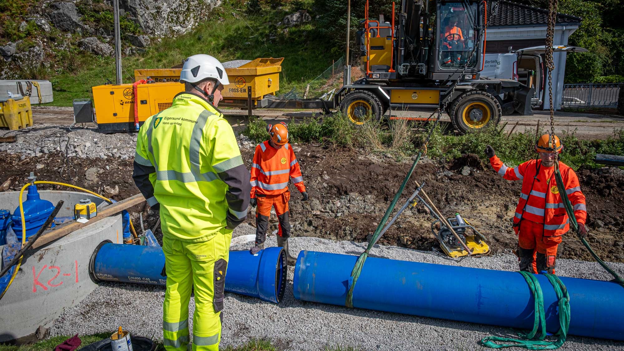 Legging av en DN500 duktilt for Eigersund kommune. (Foto: Jørn Søderholm) 